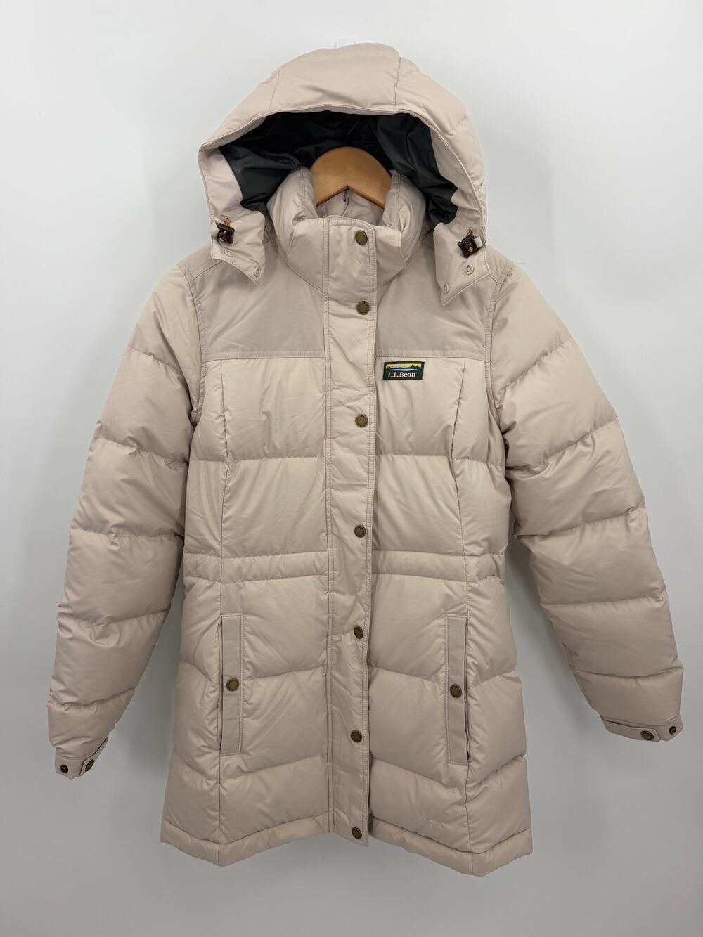 L.L.Bean Beige Mountain Classic 650 Fill DownTek Hooded Puffer Parka Size XS Reg